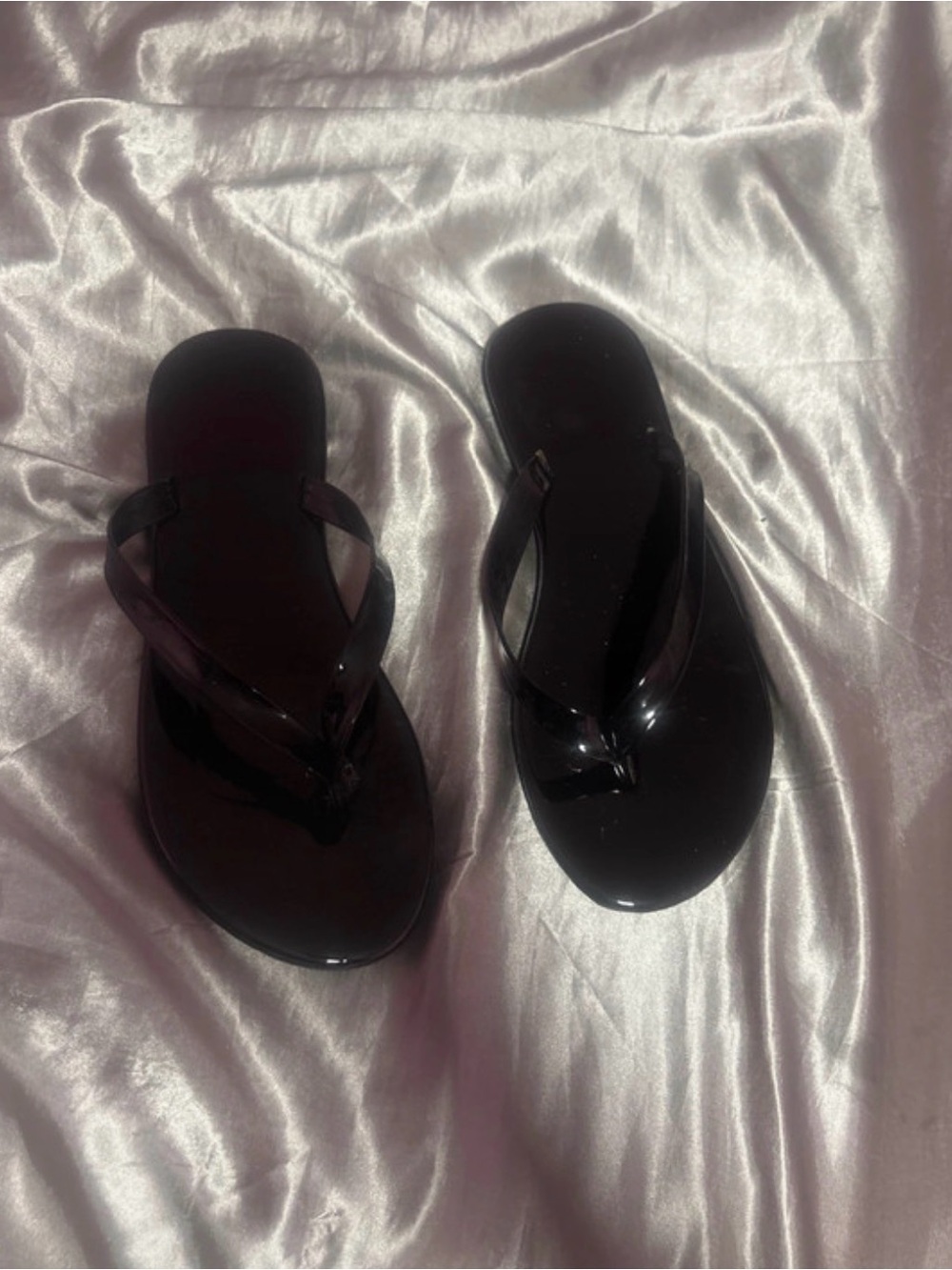 Rainbow Black Glossy Thong Sandals